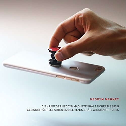 REDDOT MOBILEÂ® BULL'S EYE - Universal Auto Handyhalterung aus Aluminium mit Neodym Magnet geeigent fÃ¼r alle KFZ, Handy und Smartphone - iPhone, Samsung, LG, Huawei, HTC, Sony, etc. (Red)