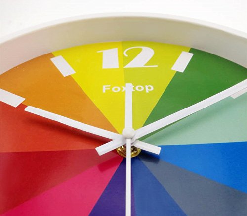 Kinderwanduhr Lautlos, Foxtop Modern Design Bunte Nostalgie Wanduhr ohne Tickgeräusche Weiß 25 cm - 6