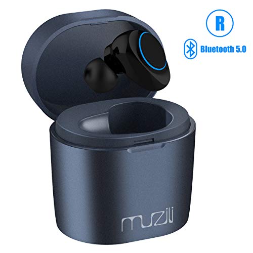 Muzili Auricular Bluetooth Inalámbrico V5.0 Mini Bluetooth Auriculares18 Horas Tiempo de Reproducción con Caja de Carga, Hi-Fi Cancelación de Ruido Auricular Estéreo con Micrófono para iOS y Android