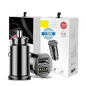 HSR Car Accessories Car Charger, 3.1A Adapter Dual USB Port Fast Mini Flush Fit Compatible with All Phone and All Car