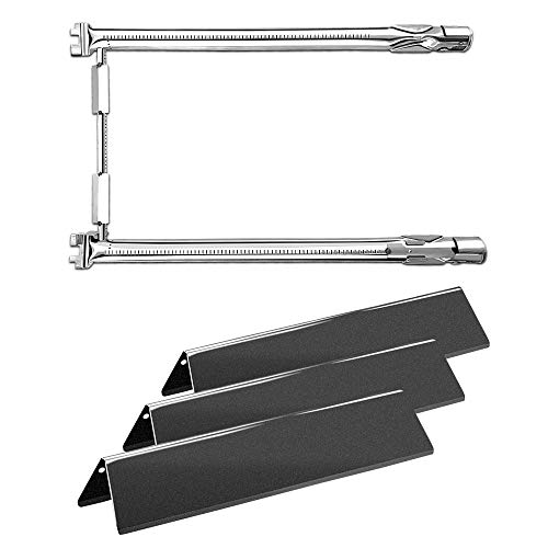 YAOAWE Serie Weber 69785 - Bruciatore a Gas in Acciaio Inox e Piastra riscaldante in Porcellana, 3 Tubi di combustione e 3 Piastre di Riscaldamento, per Weber Spirit II Serie E-210