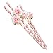 Produktbild Gosear 24 Stk Umweltfreundlich Süß Pink Gestreift Papier Trinken Stroh mit Rose Ornament für Hochzeit Geburtstag Partei Familie Reunion