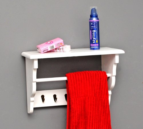 Küchenregal Küchenboard mit Handtuchhalter Landhaus Stil Wand Regal Weiß - 6