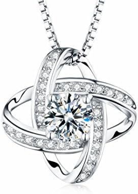 Sterling Silver Necklace,ROTY 925 Sterling Silver 5A Cubic Zirconia Necklace with Gemini Pendant