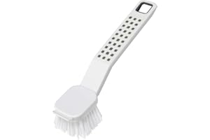 Addis Premium Soft Grip Washing Up Dish Brush with Scraper, White & Grey Spazzola per lavapiatti con Impugnatura Morbida, con Raschietto, Colore: Bianco e Grigio, Taglia Unica