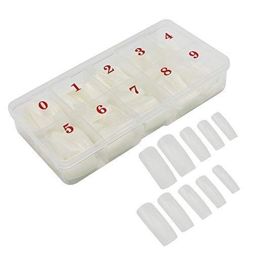 HTINAC Lot de 500 faux ongles transparents à l'aspect naturel, non toxiques et inodores, 10 tailles différentes, l'idéal pour les salons de manucure et le Nail Art chez soi
