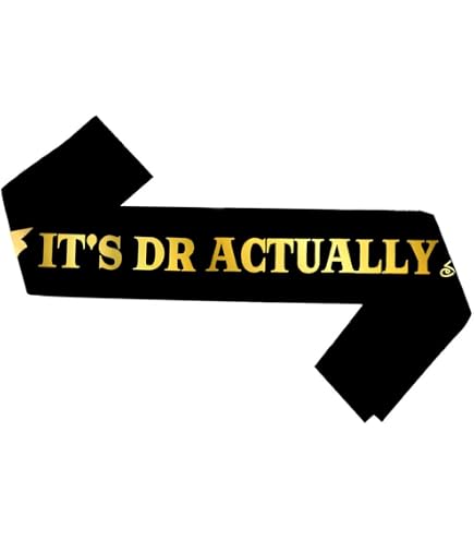 Banda De Satén Para Graduación Doctorado | Texto 'It's Dr Actually', Blanco, 33 Pulgadas