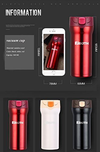EJBOTH 350ml Edelstahl Thermosflasche Reise, Isolierflasche Thermoskanne Wasserflasche Trinkflasche Stainless Steel Bottle Tragbare für Heißgetränk Tee Kaffee Geschenk für Mutter Hause Büro Winter Outdoor Camping Tourismus Führung Angeln Auto [Rot] - 4