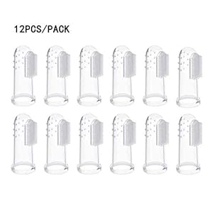 Coriver Cepillo de Dientes para Mascotas 12pcs, Limpiador de Dientes de Silicona para Dientes Dientes de Gato Limpieza de Mascotas Cuidado Dental (Claro)