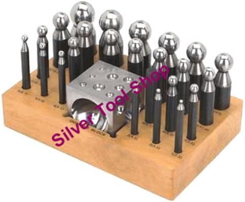 Doming Set 25 Piece Steel Doming Punches and Doming Block Hole Width 2.3 mm To 25 mm dapping jewellery