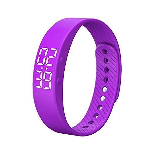 Preisvergleich Produktbild Wasserdichte T5S Smart Wristband Fitness Tracker mit Vibrierenden Echtzeit Anzeigen Leichte Smart Armband LED Bildschirm Sport Tracker Monitor Kalorien Schlaf Überwachung Smart Watch Schrittzähler - Lila
