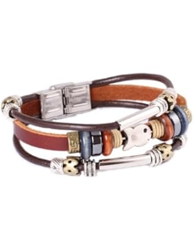 FAIRY COUPLE Fisch Entwurf mehrfabig Perle Leder Armband -19cm- L28