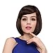 Bigood Smooth Sweet Bob hairstyle Inclined bang Dark Buckle brown Wig 32cm