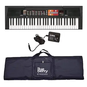 Yamaha PSR-F51 Digital Keyboard (61 Keys) With Adapter & Blueberry Black Cover Bag