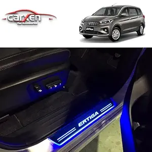 CARXEN Car Door Foot Step Led Sill/Scuff Plate With Mirror Finish for MARUTI ERTIGA 2018 Onwards (Set of 4Pcs, Blue)