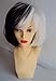 Cool2day Black and white mixed section popular wigs short straight cosplay wig women and men Synthetic wigs