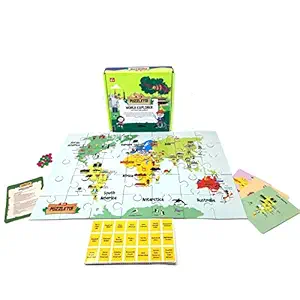 Toiing Puzzletoi World Explorer Map 3 Different Games for 6-10 Year Old Kids - Learn About The World with a World Map Jigsaw Puzzle for Kids, Great Innovative Educational Gift for Boys and Girls