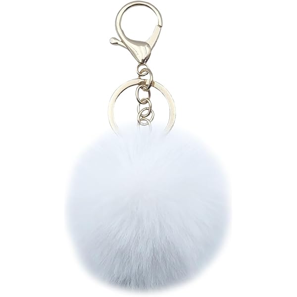 Pompon Porte Clés Fluffy Fourrure Pom Pom Doux Boule De Fourrure De