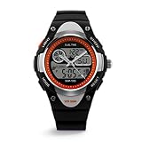 TOPCABIN Kinderuhr Lernuhr Mädchen Uhren Jungen Sportlich Kinder Uhr Silikon Armbanduhr Schwarz - orange