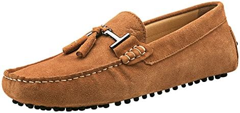 Men's Tassel Loafer Flats Suede Leather Moccasins Boat Driving Slip On Shoes D7157 Yellow 7UK 41