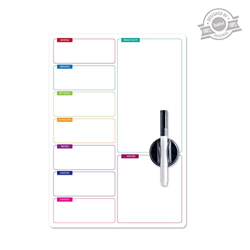 Balvi - Einkaufsliste Magnettafel für Kühlschranktür. Erstellen Sie Ihre Einkaufsliste. Filzstift und Löschfilz enthalten. Abmessungen 42x30 cm
