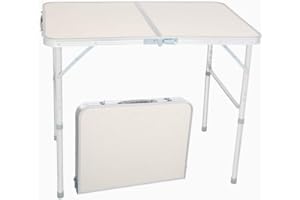 Outvita Table de Camping Pliable Aluminium Portable Camping pour Pique-Nique BBQ Barbecue Jardin -90 x 60 x 70 CM