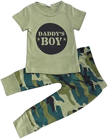Alleppa Unisex Baby Short Sleeve Outfit Camo Printed T-Shirt and Long Pant Sets,Camo,0-6M