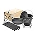 Produktbild CO-Z 7 teiliges Dutch Oven Set Kochset Kochtopf Set aus Gusseisen mit Kochtopf Bratpfanne Soßentopf Grillplatte Deckelheber Untersetzer in Holzkiste