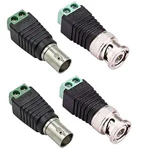 Taapsee 2 Sets BNC Male & Female Connector Adapter with Solderless Screw Terminal for Balun CCTV Surveillance Camera Accessories, RG59 RG6 Video Coaxial Cable