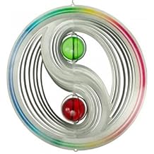 Mobile en acier inoxydable - ORBIT YIN YANG 300 Rainbow - Ø 30 cm - Bille colorée 2x Ø 5 cm - inclus fil en nylon, crochet et émerillon à roulement à billes