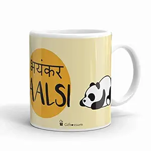 Giftossum Bhyankar Aalsi Ceramic 350 ml Coffee Mug, Yellow