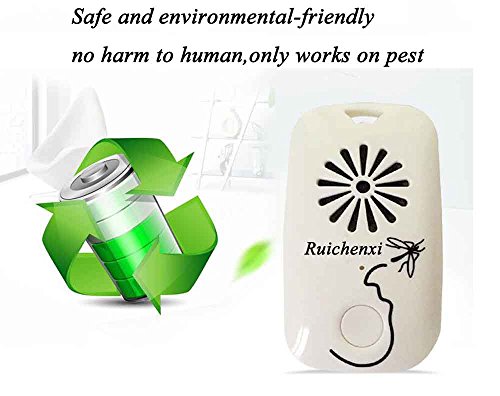 Ruichenxi Ultraschall Mückenabwehr Schädlingsbekämpfer Schädling Repeller Moskito Schädlingsbekämpfung Mückenabwe gegen Moskito,Mäuse, Kakerlaken, Ameisen, Wanzen, Holzwurm, Flöhe, Spinnen, Außen- und Innenbereich Safe Für Kinder und Haustiere Umweltfreundlich, keine Notwendigkeit Plug-in (1 Batterie enthalten,4 modi) (1) - 3