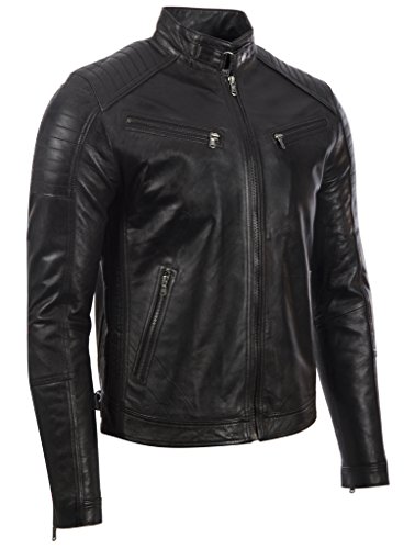 Mens Ultra Stylish Super Soft Real Leather Fitted Biker Jacket