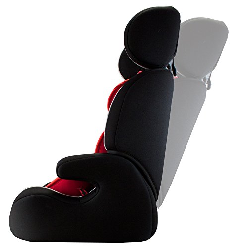 XOMAX XM-K5 RED BLACK Autokindersitz + Gruppe I / II / III (9 – 36 kg) + ECE R44/04 geprüft + Farbe: Schwarz / Rot + mitwachsend + 5-Punkte-Sicherheitsgurt + Kopfstütze verstellbar + Rückenlehne abnehmbar / Bezüge abnehmbar & waschbar - 5