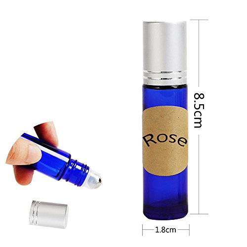 Goodlucky365 18 Stück 10ml nachfüllbare Flaschen für dufte ätherischem Öl mit Edelstahl Rolle Lagerkugeln, 6 x 3ml Tropfenzähler, 3 Stück Lagerkugeln - 4