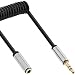 Produktbild InLine 99283 Slim Audio Spiralkabel Klinke 3,5mm Stecker auf Buchse, 4-polig, Stereo, 3m schwarz