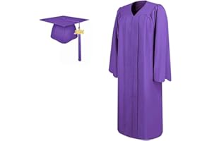 LEWOTE 2023 Matte Adult Graduation Gown Cap Tassel Set with 2023 Years Charm