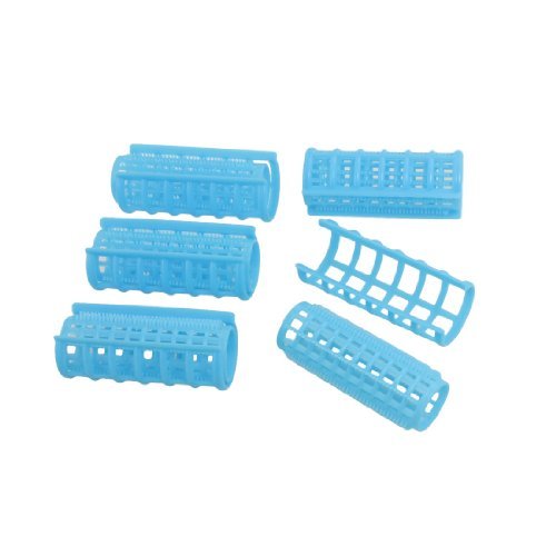 Women DIY Hair Curling Tool Blue Plastic Curler Roller 5 Pcs