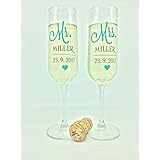 2er Set MR & MRS Sektgläser personalisiert mit Namen und Datum *Hochzeitsgläser*Braut*Bräutigam*Hochzeit*Sektglas*personalisiert*Hochzeitsgeschenk*Champagne*Mr&Mrs*Individuell*
