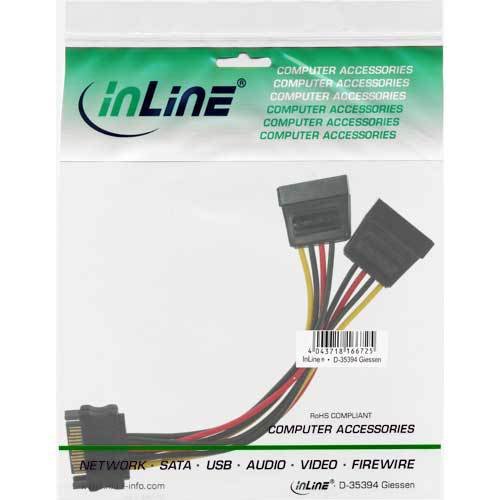3er Set SATA Strom-Y-khbel, SATA Buchse an 2x SATA Stecker, 0,15m - 2