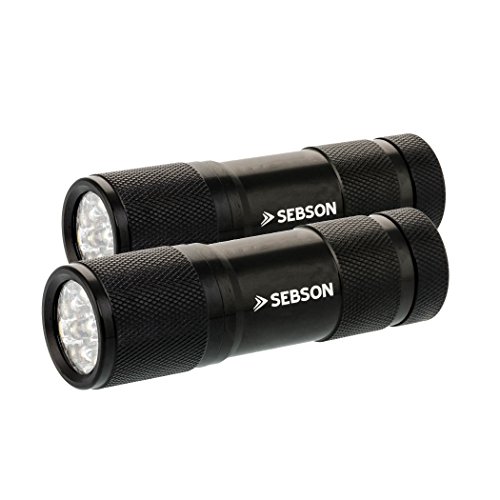 SEBSON® LED Taschenlampe, Ø30x94mm, schwarz, 50lm, batteriebetrieben, LED Handlampe, 2er Pack