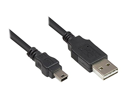 Good Connections Anschlusskabel USB 2.0 EASY Stecker A (beidseitig verwendbar) an Mini B 5-pin Stecker - Folien- und Geflechtschirmung, Kupferadern (OFC) - schwarz, 0,5 m
