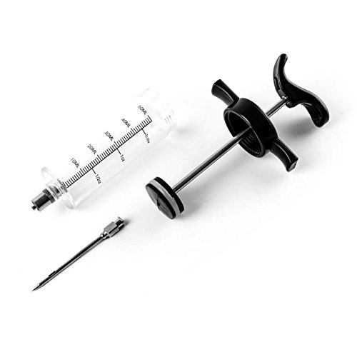 Set Edelstahl Bimetall Einstich – Braten – Fleisch Thermometer und Marinier / Marinaden / Fleisch / Gewürz Spritze . Einstichthermometer Analog Temperaturanzeige bis 118 °C Analog - 2
