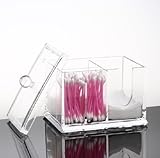 HQdeal Square Acrylic Cotton Ball and Swab Holder / Organiser