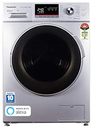 Panasonic 8.0 Kg 5 Star Wifi Inverter Fully-Automatic Front Loading Washing Machine (NA-148MF1L01, Silver, Compatible with Alexa)