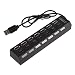 Produktbild LouiseEvel215 Universal Schwarz 7 Port USB 2.0 Super High Speed   Hub Umschalter für Laptop PC Portable Hub Laptop Zubehör