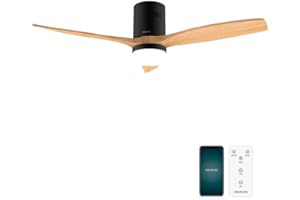 ‎CECOTEC Cecotec - Wentylator sufitowy EnergySilence Aero 5600 Aqua Black&White - 40 W i 52", Wi-Fi, pilot, stopień ochrony IP44, światło, 6 prędkości, 3 łopatki, tryb zima-lato, timer 8h