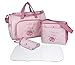 4pcs Stylish Designer Mummy Tote Waterproof Handbag Baby Diaper Nappy Changing Bag Set Nursing Messenger Bag Changing Mat Milk Bottle Holder Case