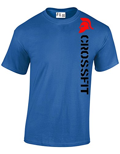 JLB Print Crossfit Spartan Helmet Fan Sport Gym T-Shirt Coupe Classique Qualite Superieure pour Hommes et Adolescents - Royal/X Grand