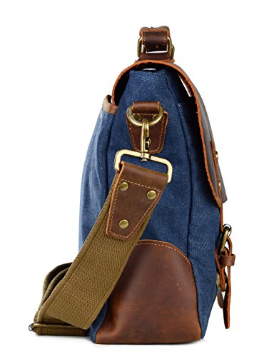 Gootium 21108NV Vintage Canvas Schultertasche Umh  ngetasche f  r Damen Herren  35 cm  9 5  l  blau